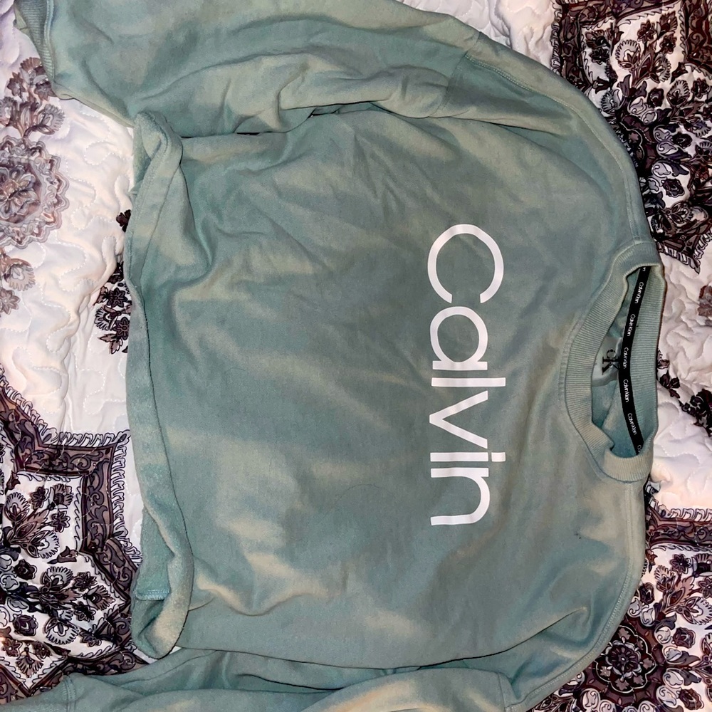 Calvin Klein, mint green crewneck sweatshirt, size large.